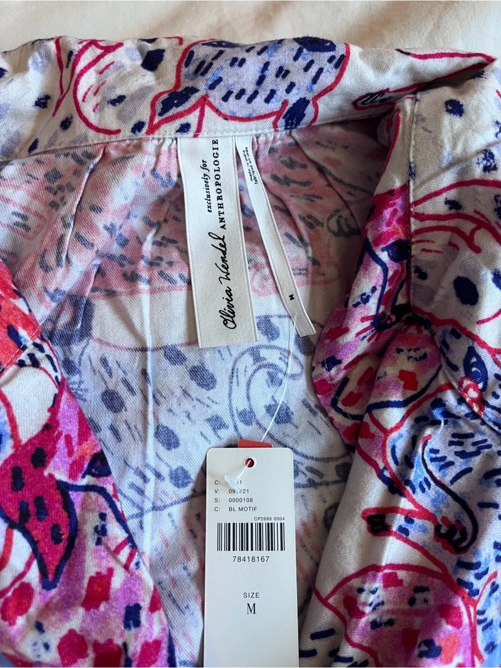 Olivia Wendel Anthropologie Cats and Dogs sprinkle Printed Satin Pajama set